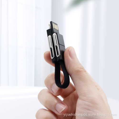6in1 Portable Charging/Sync Keychain Cable Compatible with Apple iPhone/iPad/airPods and All Android micro USB Type C Devices